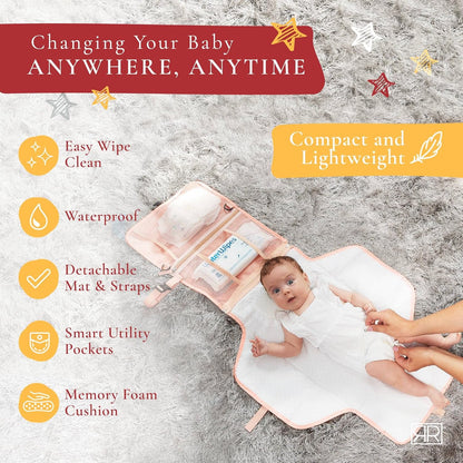 Premium Portable Diaper Changing Pad – CPC Certified Waterproof 2-in-1 Diaper Clutch & Changing Mat