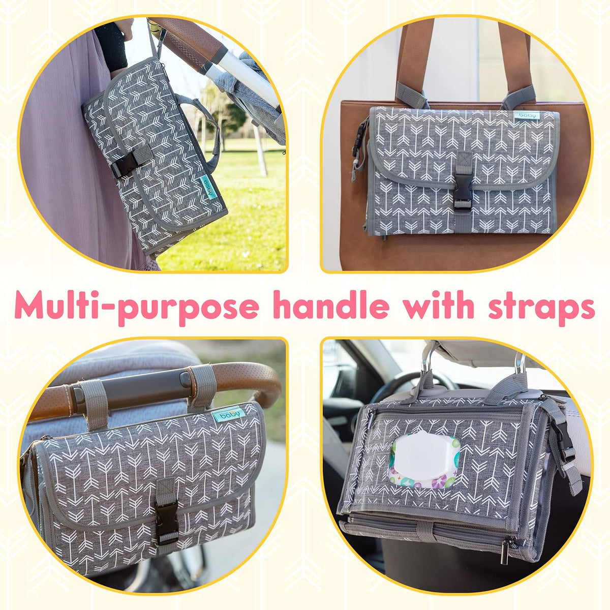 Kopi Baby Portable Diaper Changing Pad - Baby Diaper Changer Travel Bag with Wipes Pocket, Smart