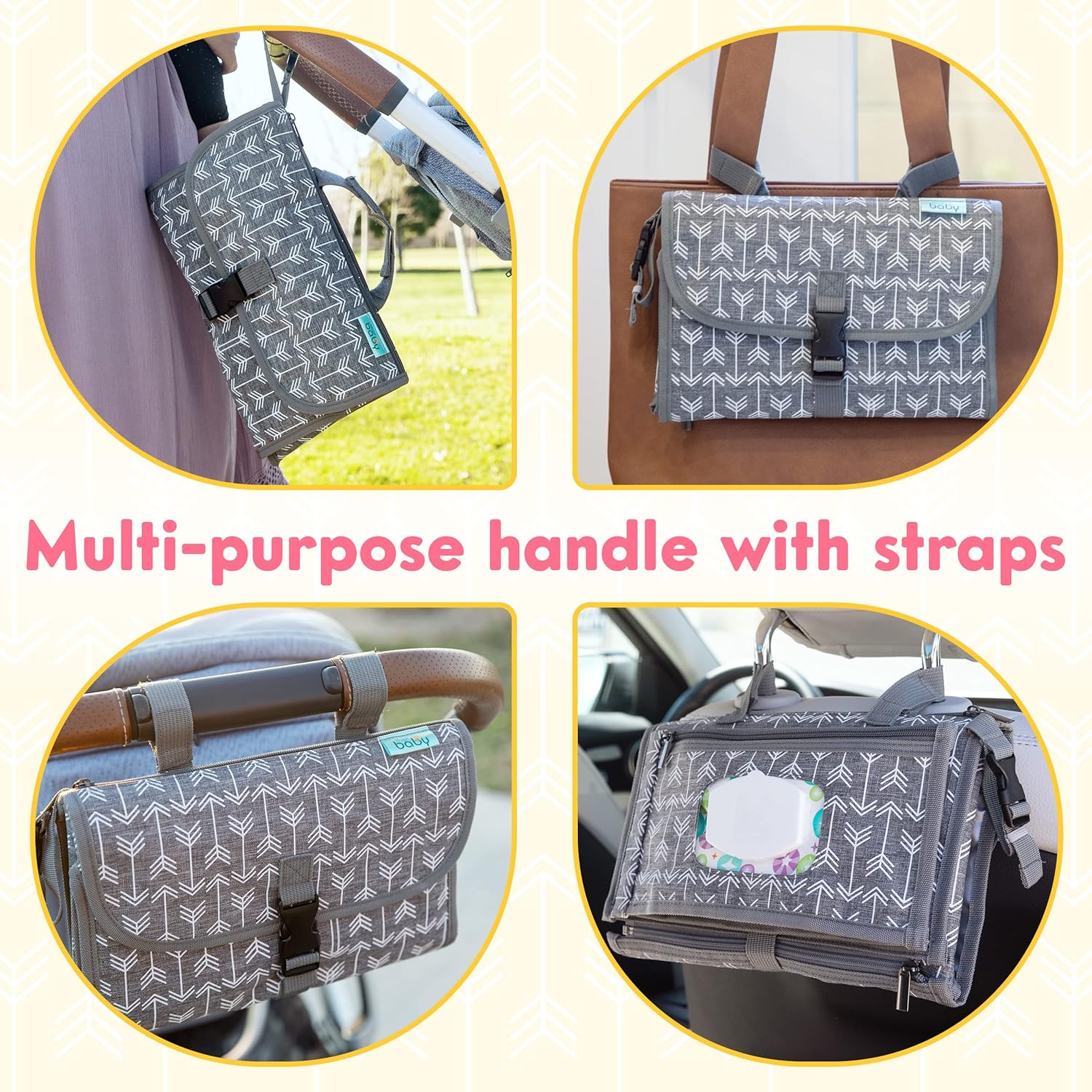 Kopi Baby Portable Diaper Changing Pad - Baby Diaper Changer Travel Bag with Wipes Pocket, Smart