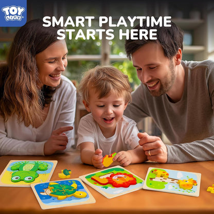 TOY Life Wooden Puzzles for Toddlers 1-3, Animals Toddler Puzzles 1-3, Puzzles for Toddlers 2-4