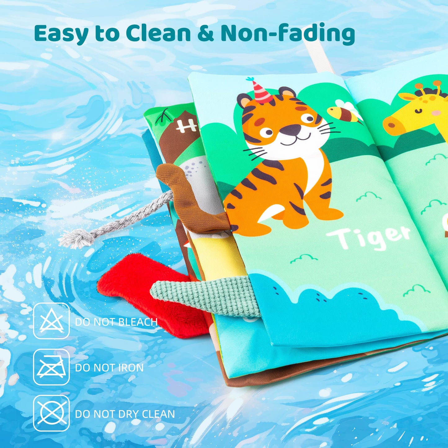WECHARM KIDS Baby Books Toys,Touch and Feel Crinkle Cloth Book for Infants – Early Learning