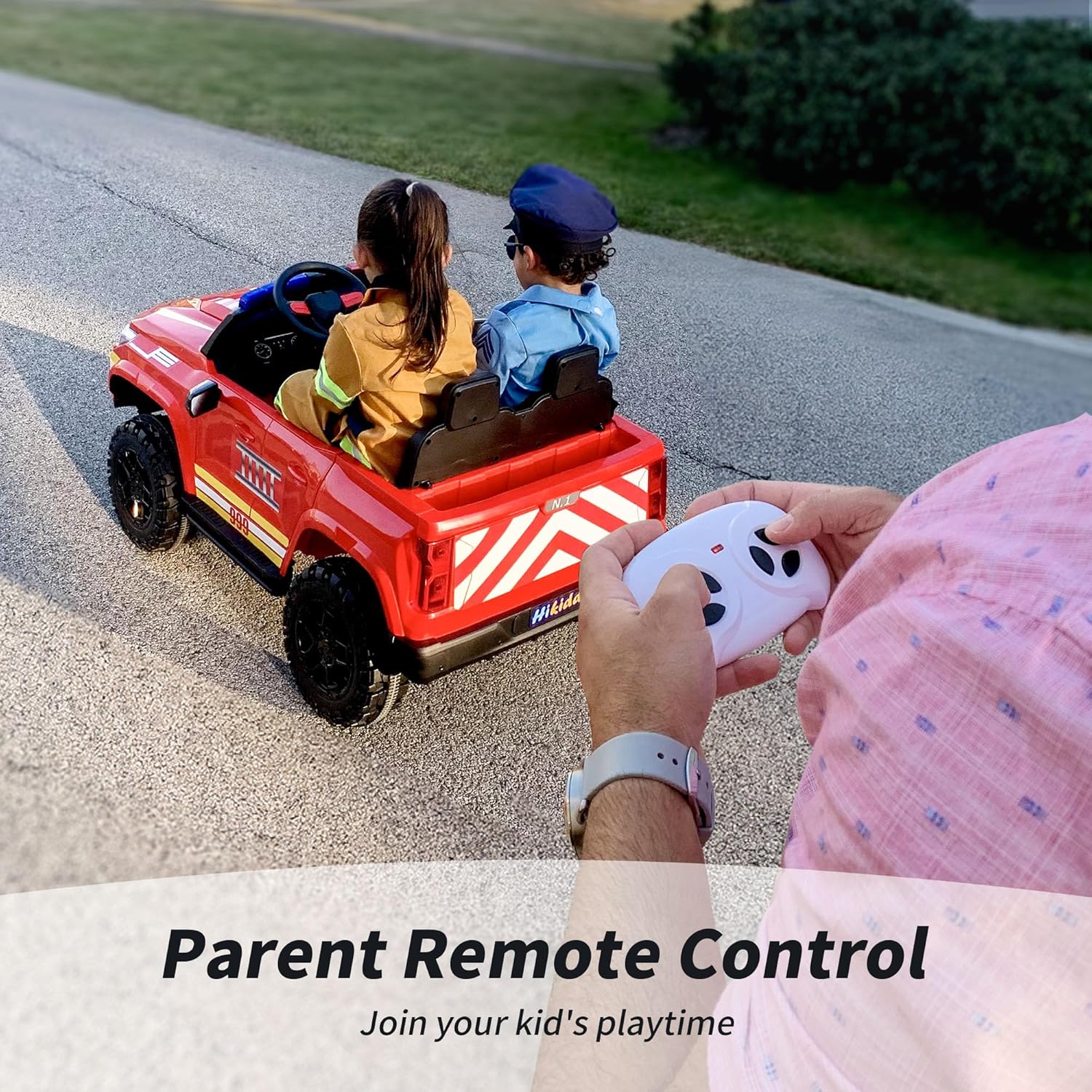 24V 10Ah Electric Police Car Ride on Toy for Big Kids, 4WD 2 Seater Kids Ride on Car SUV w/Remote