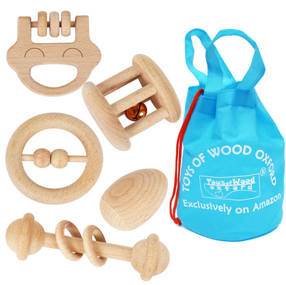 TOWO Wooden Baby Rattles Maracas, Musical Shaker Toy for Infants