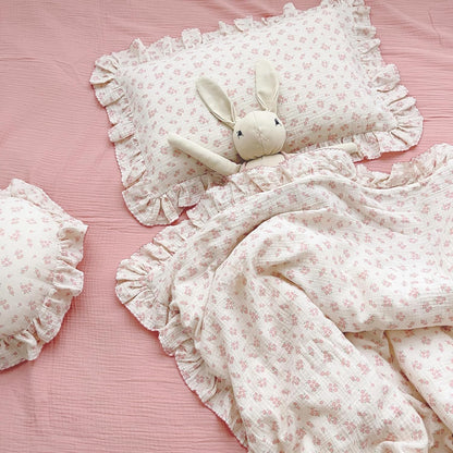 BuLuTu Cotton Muslin Kids Toddler Pillowcase Standard Size, Shabby Chic Galsang Flowers Print, Soft