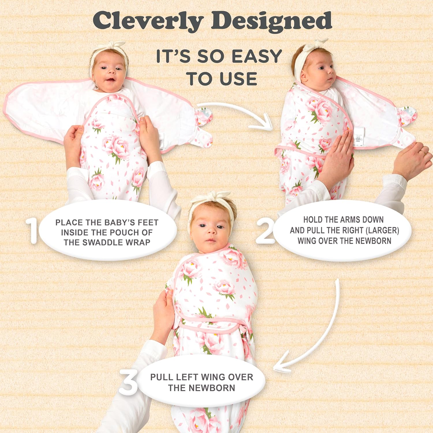 Bublo Baby Swaddles for Newborns – 3-Pack Infant Swaddles 0-3 Months – Adjustable Swaddle Sleep