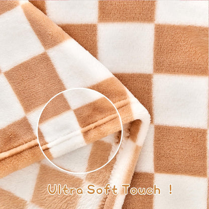Yurhap Checkered Baby Blanket Fleece Baby Blankets Neutral for Boys Girls, Super Soft Warm
