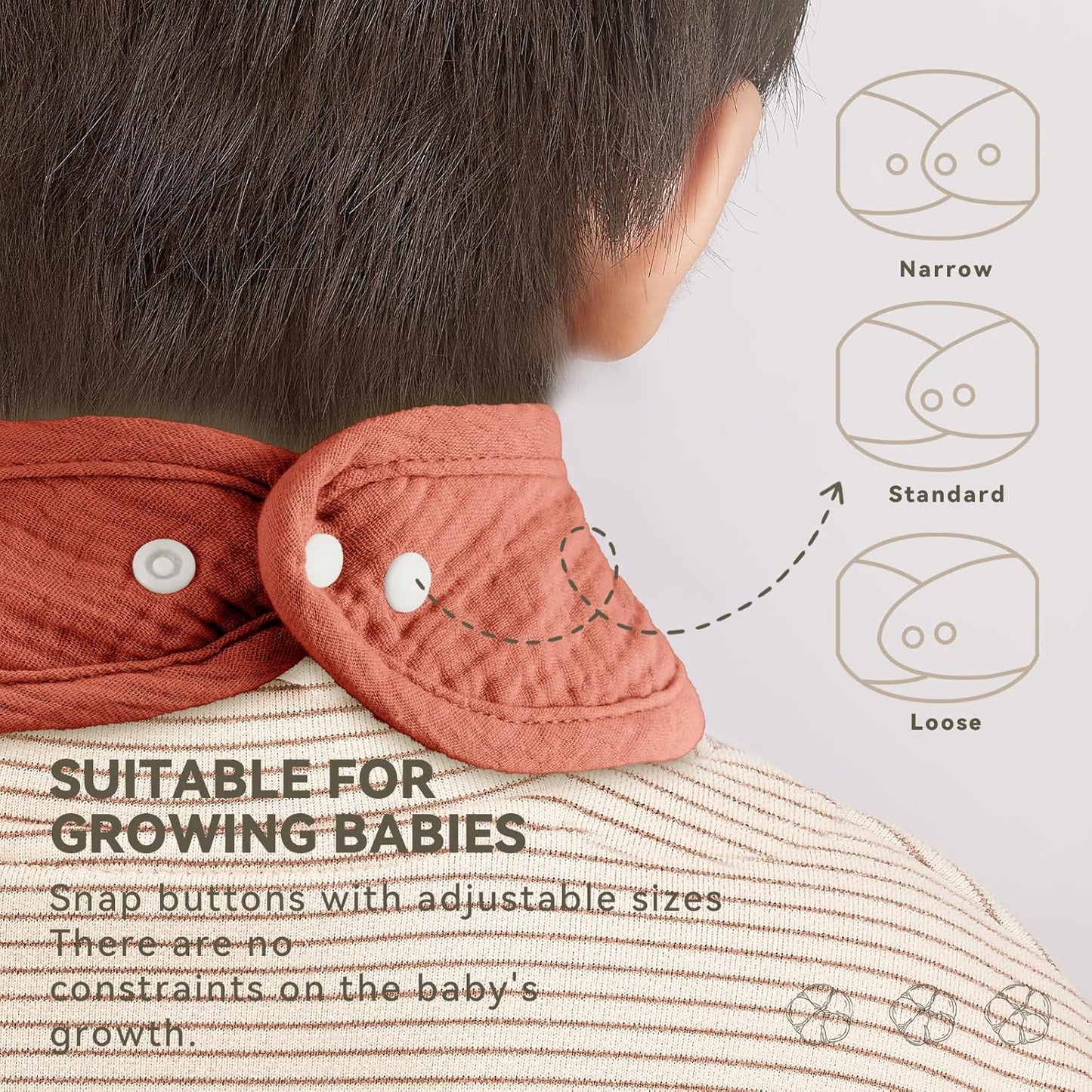 Muslin Baby Bibs for Unisex Boys Girls, Cotton Drool Bibs, Adjustable Newborn Bibs for Drooling and