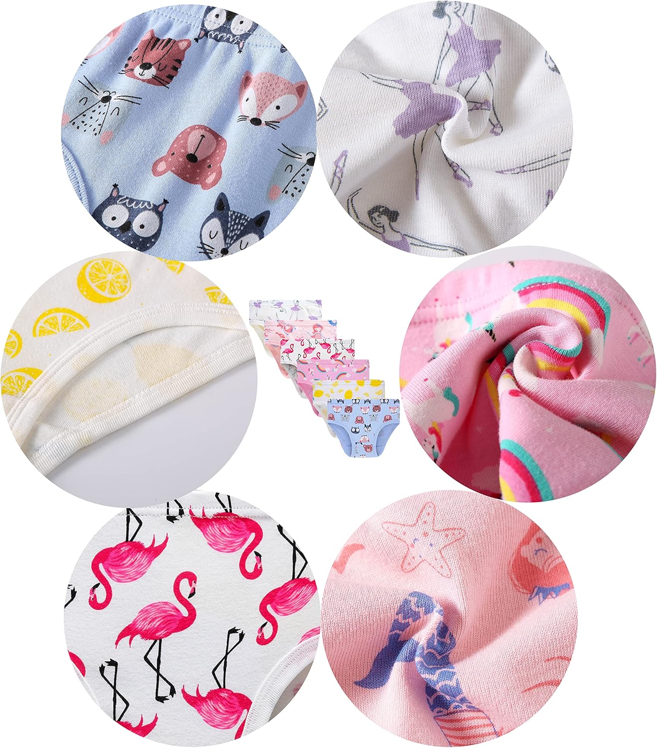 Cadidi Dinos Little Girls' Soft Cotton Underwear Kids Cool Breathable Comfort Panty Briefs Toddler