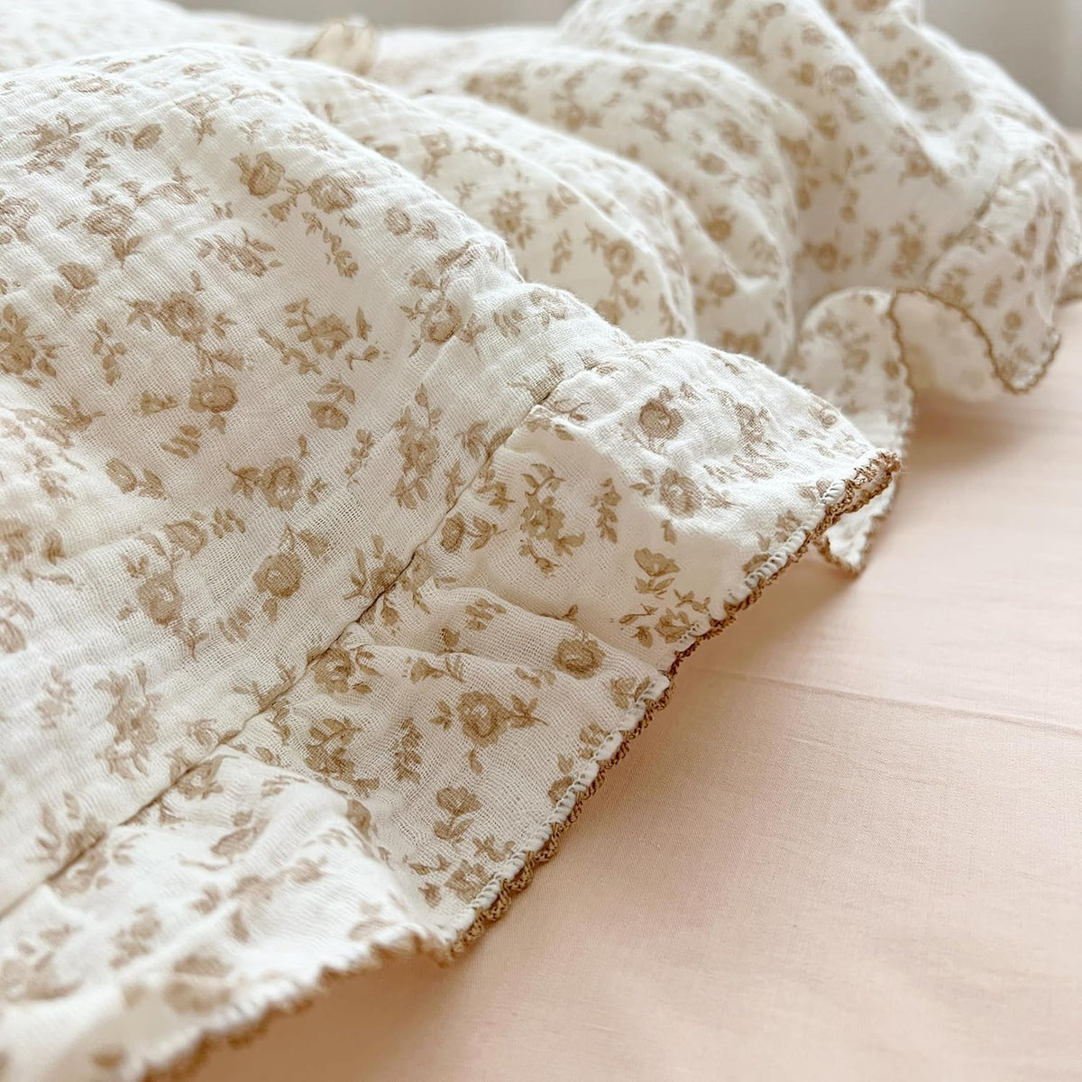 BuLuTu Cotton Muslin Kids Toddler Pillowcase Standard Cute Camellia Flowers Super Soft Travel