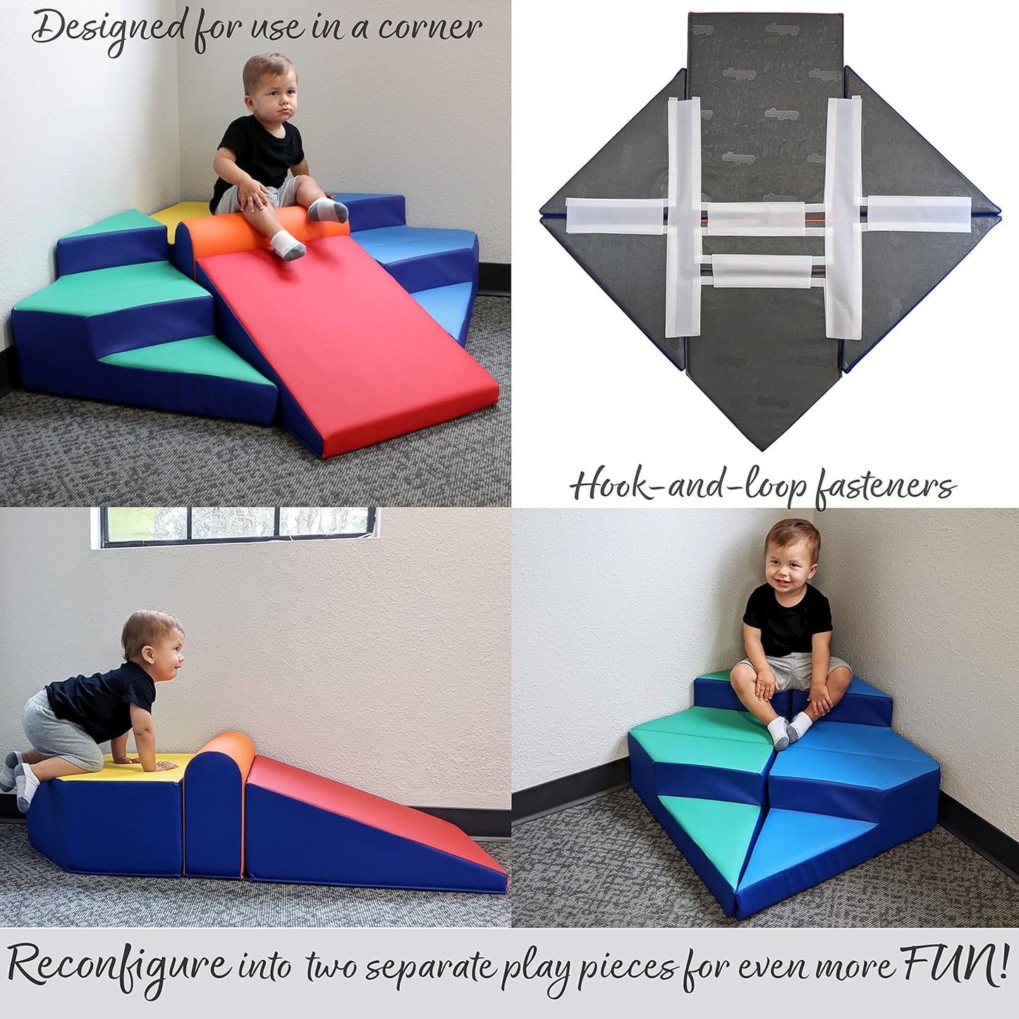 Factory Direct Partners 13383 SoftScape Step Up and Slide Corner Climber, Indoor Active Play