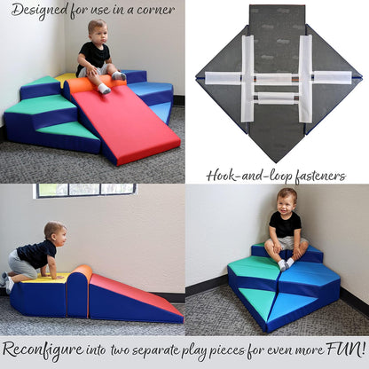Factory Direct Partners 13383 SoftScape Step Up and Slide Corner Climber, Indoor Active Play