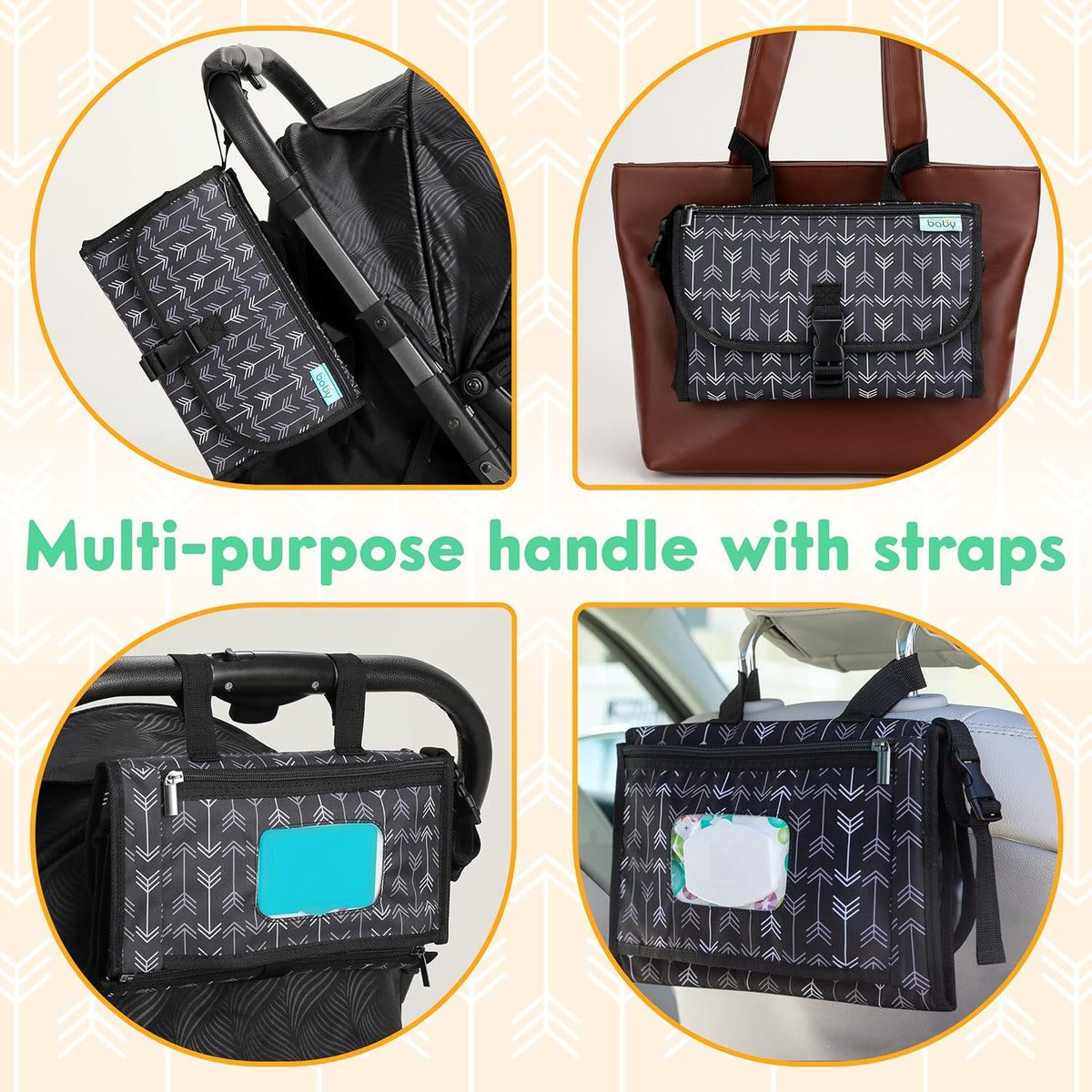 Kopi Baby Portable Diaper Changing Pad - Baby Diaper Changer Travel Bag with Wipes Pocket, Smart