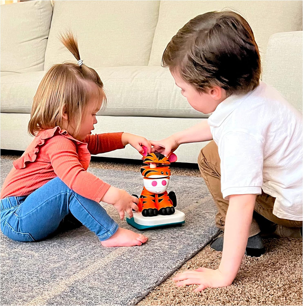 Stack-a-Roos Baby Tiger by Salus Brands - Animal Stacking Toy, Educational Early Learning Toy for