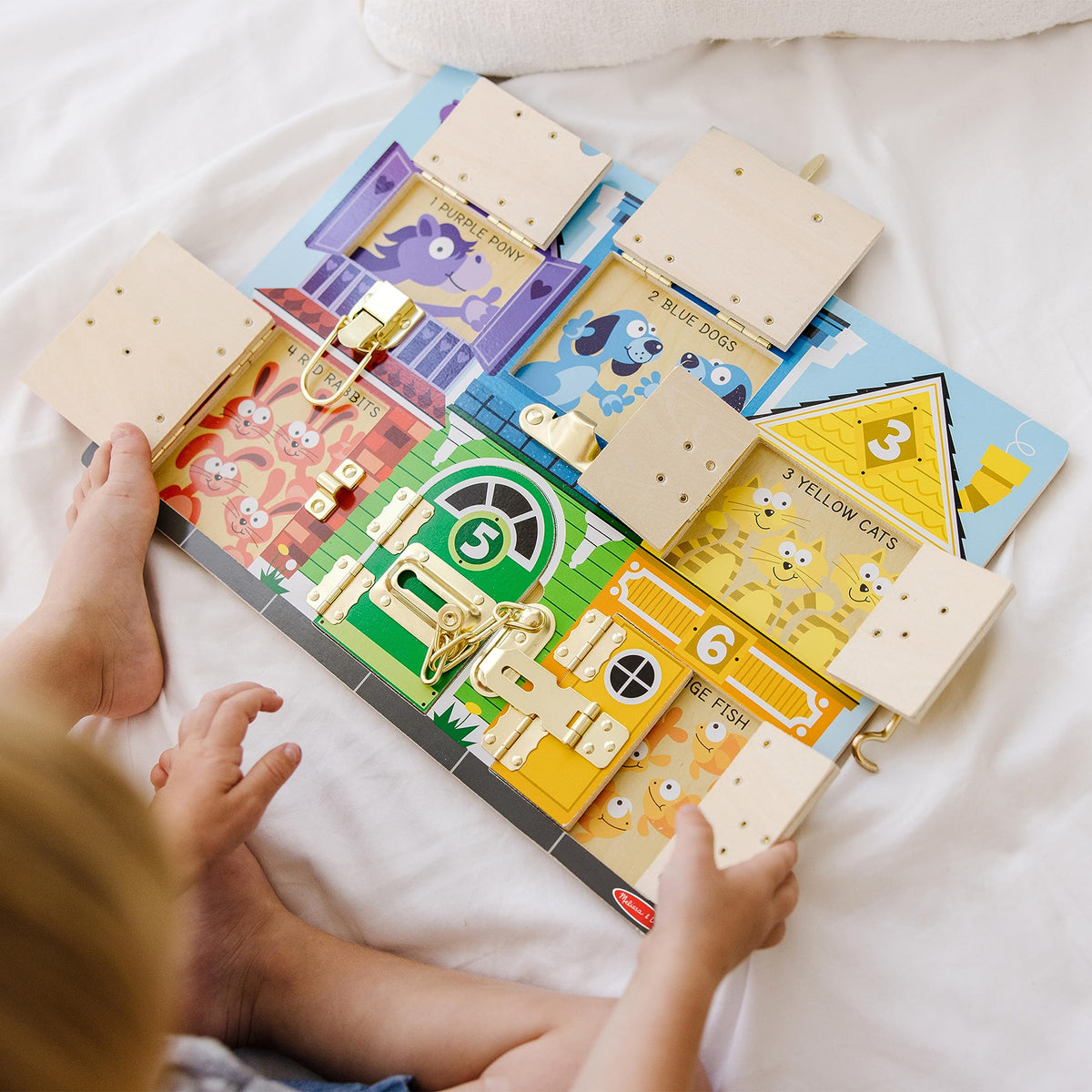 Melissa & Doug Latches Wooden Activity Board - Montessori Busy Board for Preschool Toys, Sensory