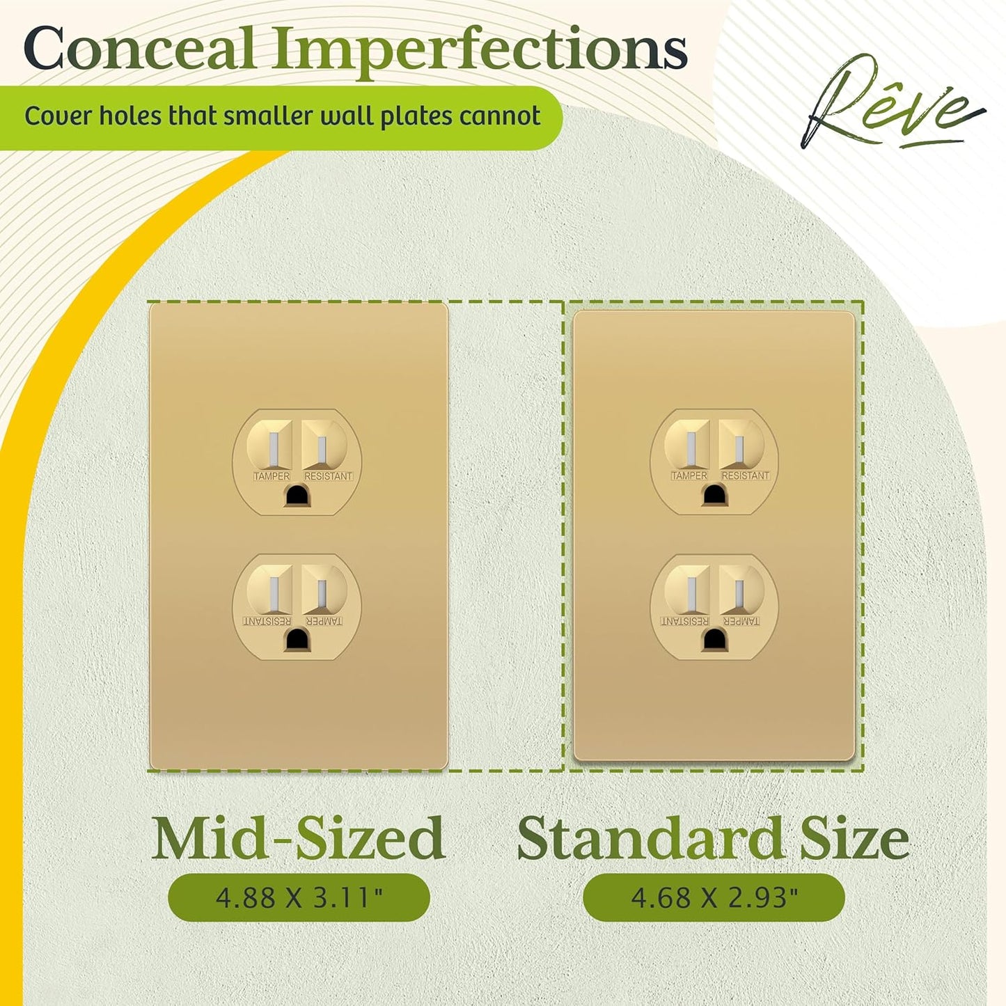 TG Mid-Size Screwless Duplex Wall Plate, Child Safe Receptacle Outlet Cover, Medium Size 1-Gang