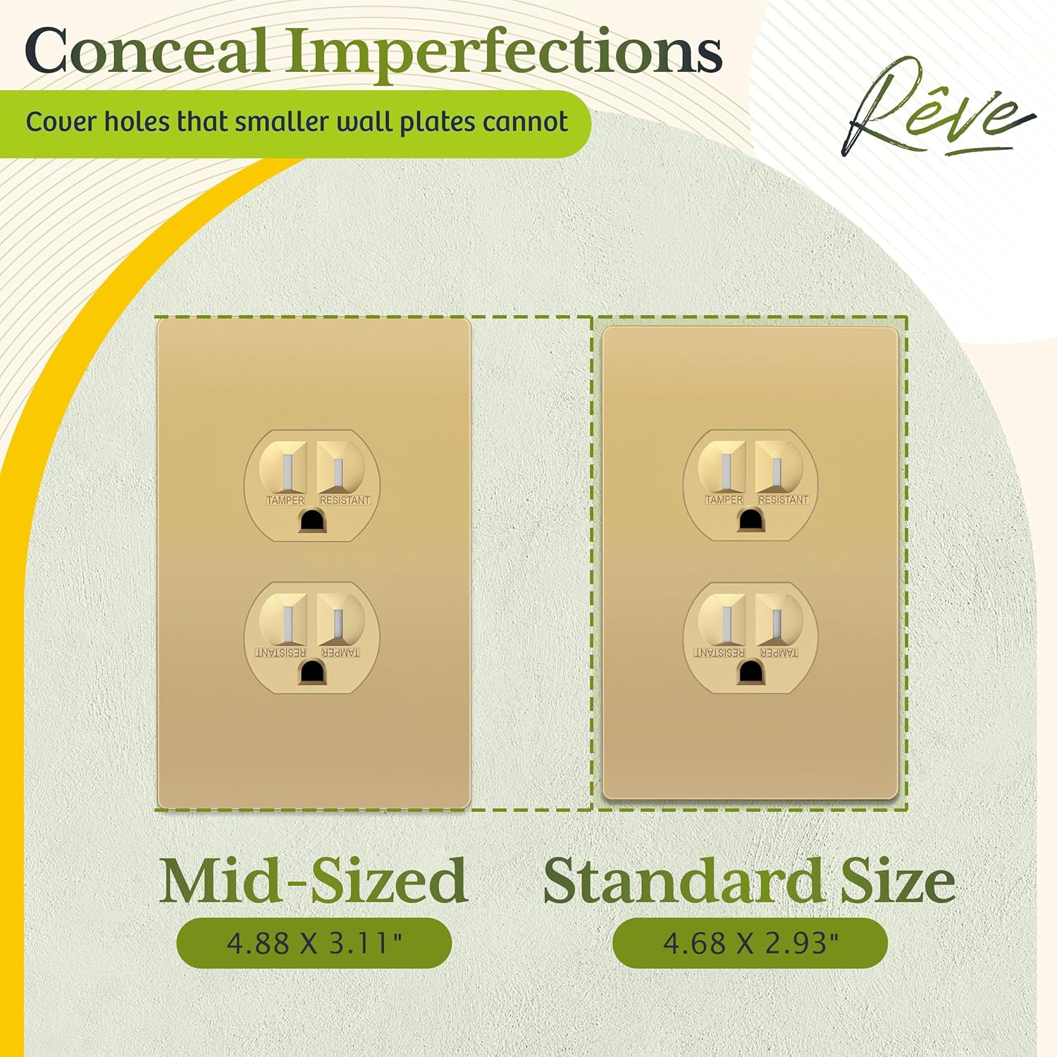 TG Mid-Size Screwless Duplex Wall Plate, Child Safe Receptacle Outlet Cover, Medium Size 1-Gang