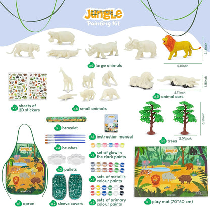 BONNYCO Animal Toys for Kids Painting Kit with 16 Figurines Animal Kids Crafts 4-8 with Glow in The