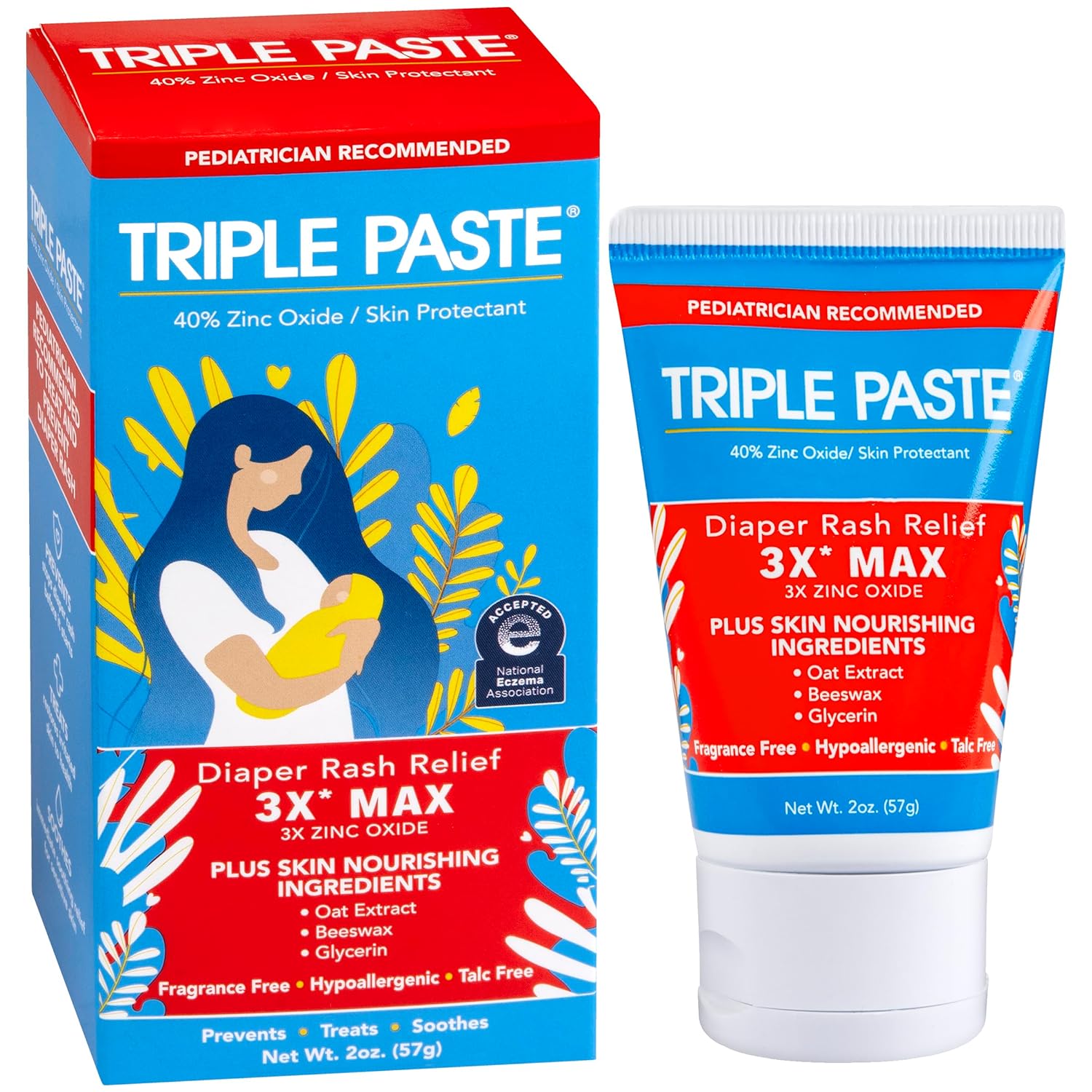 Triple Paste 3X Max Diaper Rash Ointment, Maximum Strength with 40% Zinc Oxide Ointment for Severe