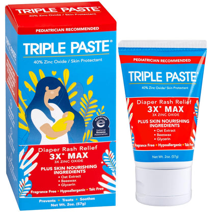 Triple Paste 3X Max Diaper Rash Ointment, Maximum Strength with 40% Zinc Oxide Ointment for Severe