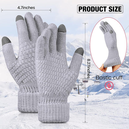 Geyoga 2 Pairs Women's Winter Touch Screen Gloves Soft Warm Fleece Lined Knit Elastic Cuff Winter