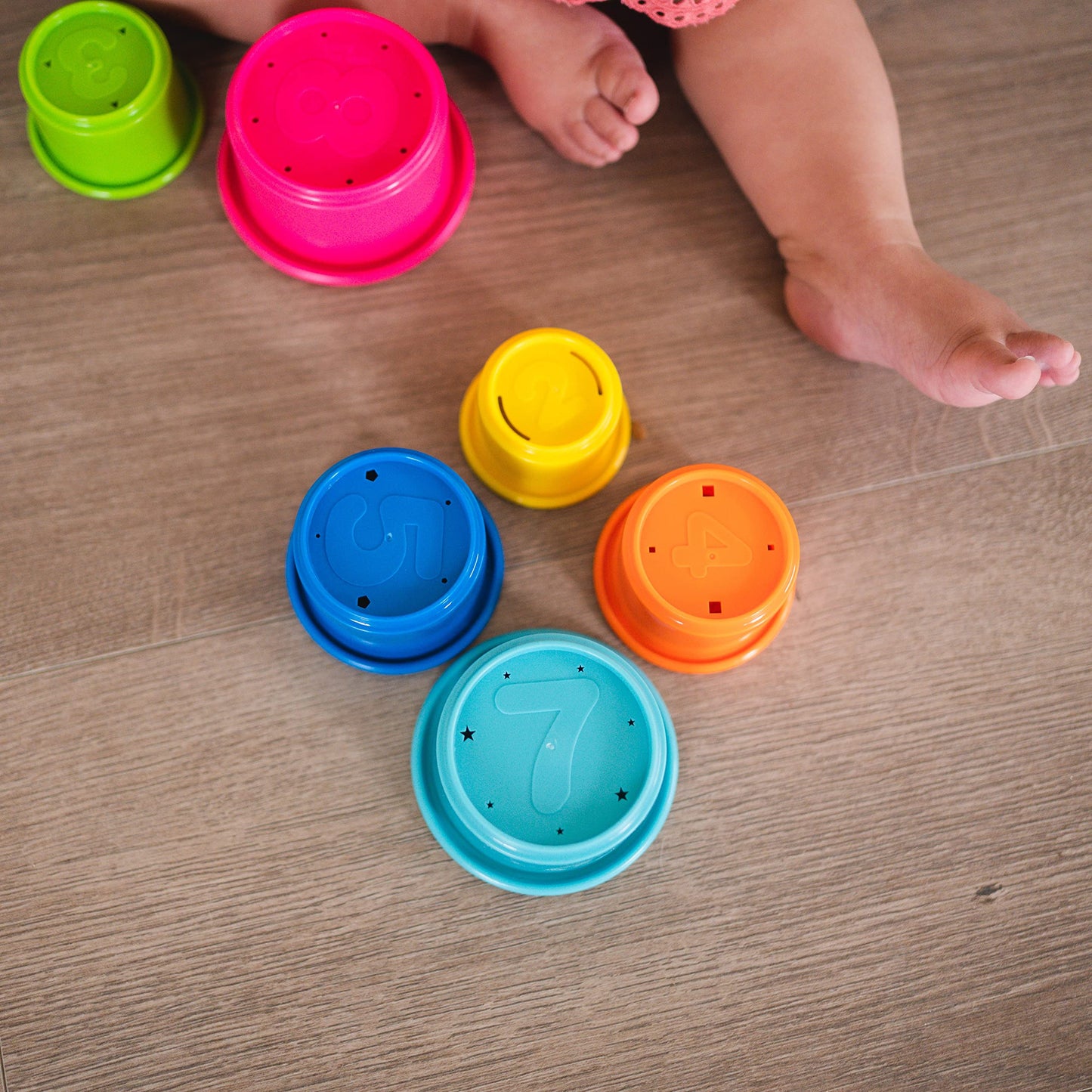 The First Years Stack & Count Stacking Cups - Colorful Baby Stacking Water Toys Set - Stackable