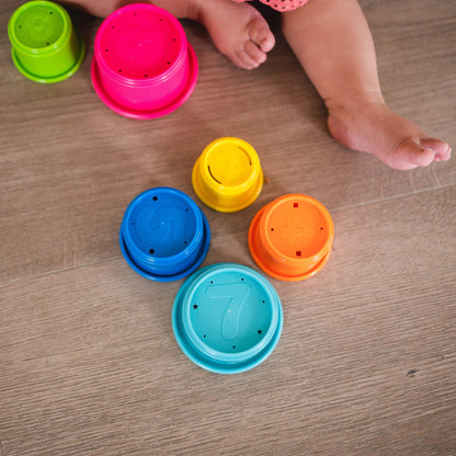 The First Years Stack & Count Stacking Cups - Colorful Baby Stacking Water Toys Set - Stackable