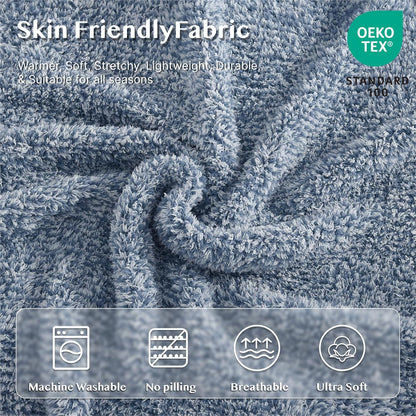 WRENSONGE Throw Blanket Cationic Dyeing Blue Soft Cozy Fluffy Warm Hand Made Throw Blankets for