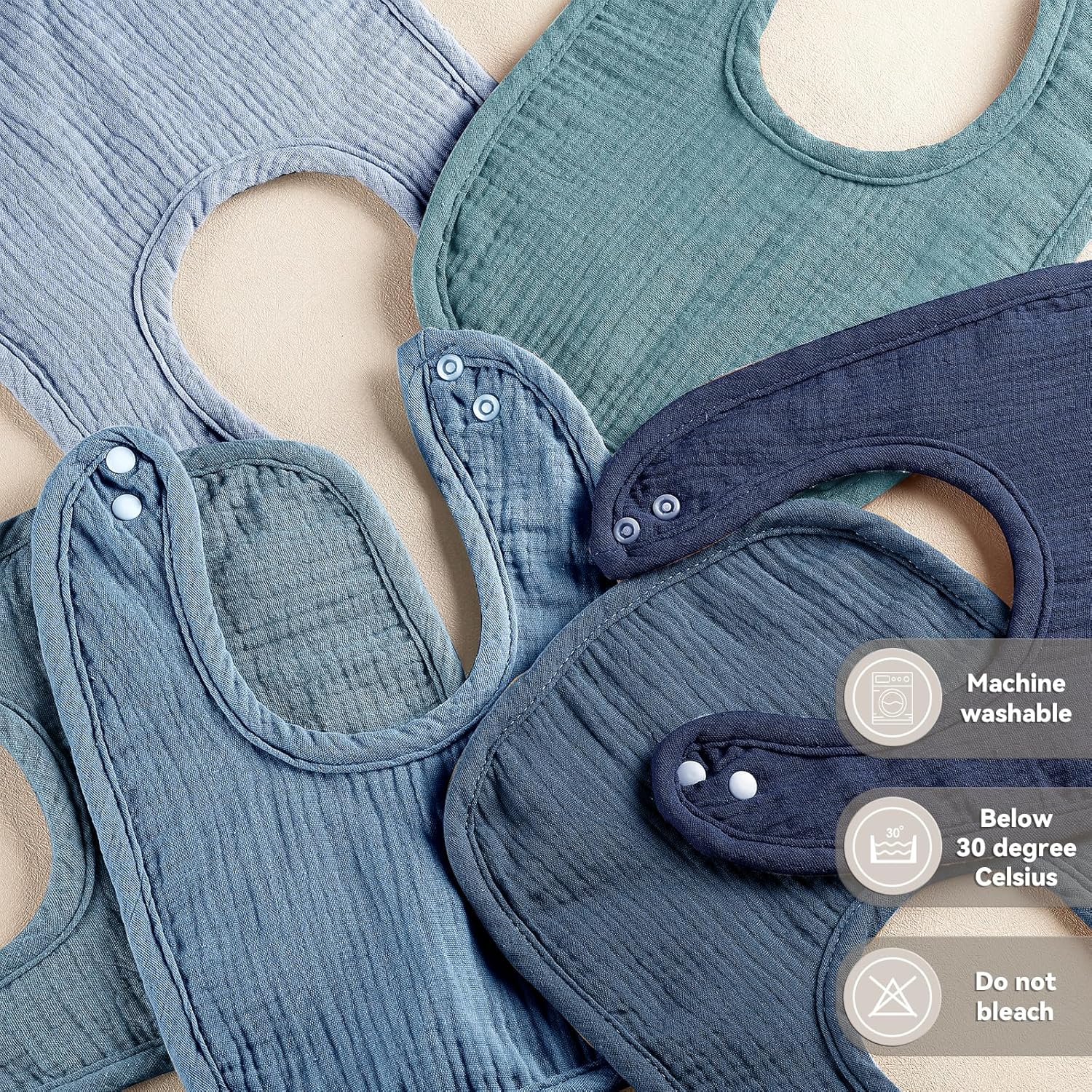 Muslin Baby Bibs for Unisex Boys Girls, Cotton Drool Bibs, Adjustable Newborn Bibs for Drooling and