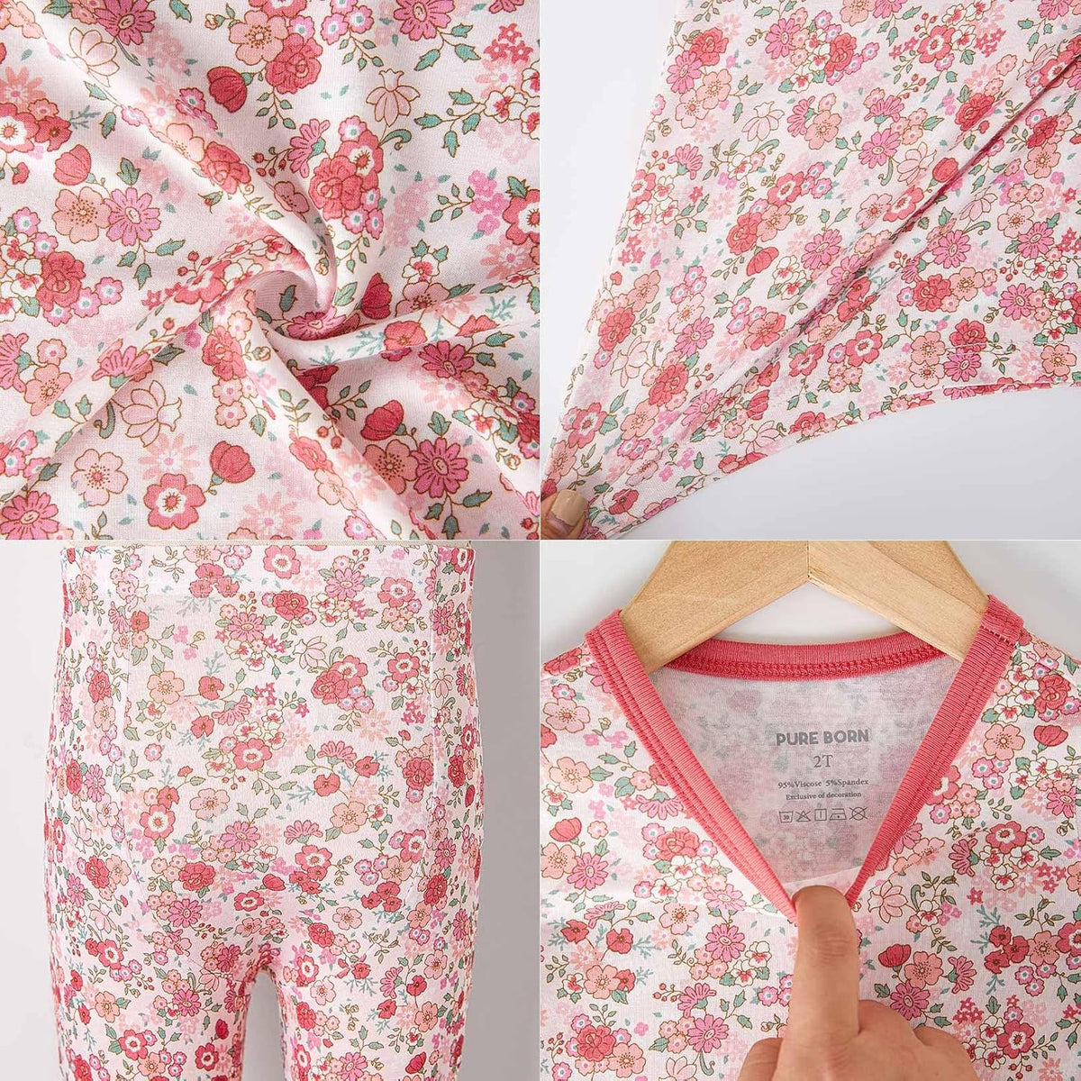 pureborn Baby Toddler Kids Viscose from Bamboo Pajamas Set Pjs 2pcs 18M-8Y