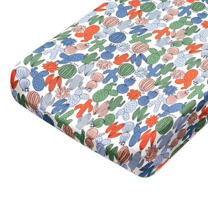 HonestBaby Boys Organic Cotton Changing Pad Cover, Cactus, One Size