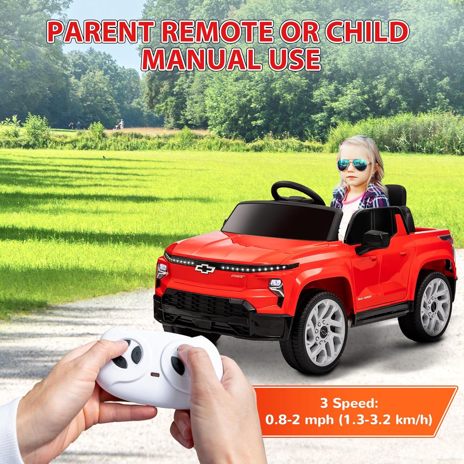 Qaba 12V Kids Ride on Truck, Chevrolet Silverado EV RST Licensed Electric Car with Parent Remote