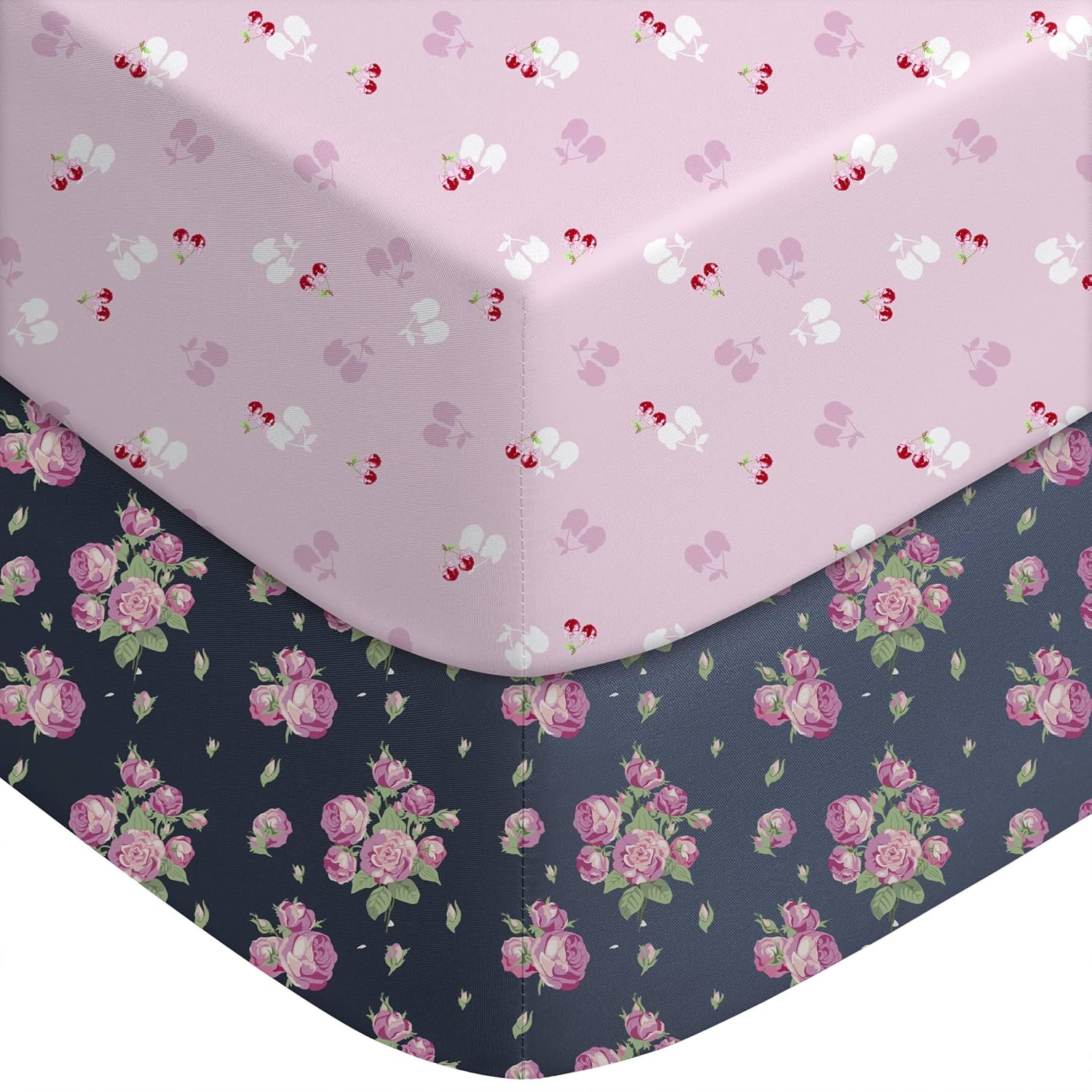 Yoofoss Pack and Play Sheets Fitted, Mini Crib Sheets 2-Pack for Pack N Play Mattress, Stretchy