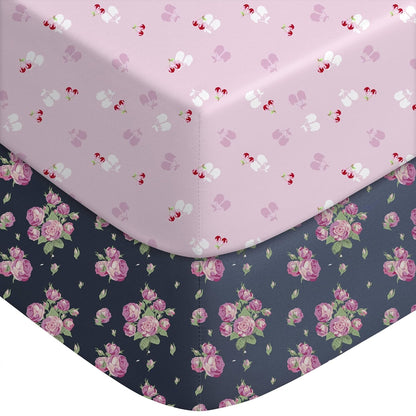 Yoofoss Pack and Play Sheets Fitted, Mini Crib Sheets 2-Pack for Pack N Play Mattress, Stretchy