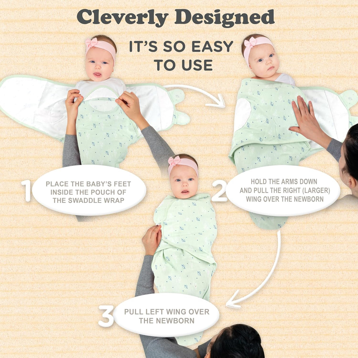 Bublo Baby Swaddles for Newborns – 3-Pack Infant Swaddles 0-3 Months – Adjustable Newborn Swaddle