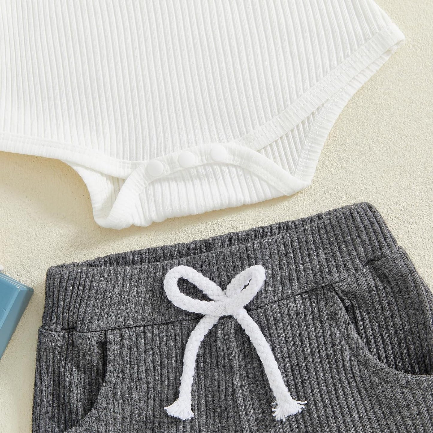 fhutpw Baby Boy Clothes 3 6 12 18 Months Ribbed Knitted Long Sleeve Romper and Pants Sets Newborn