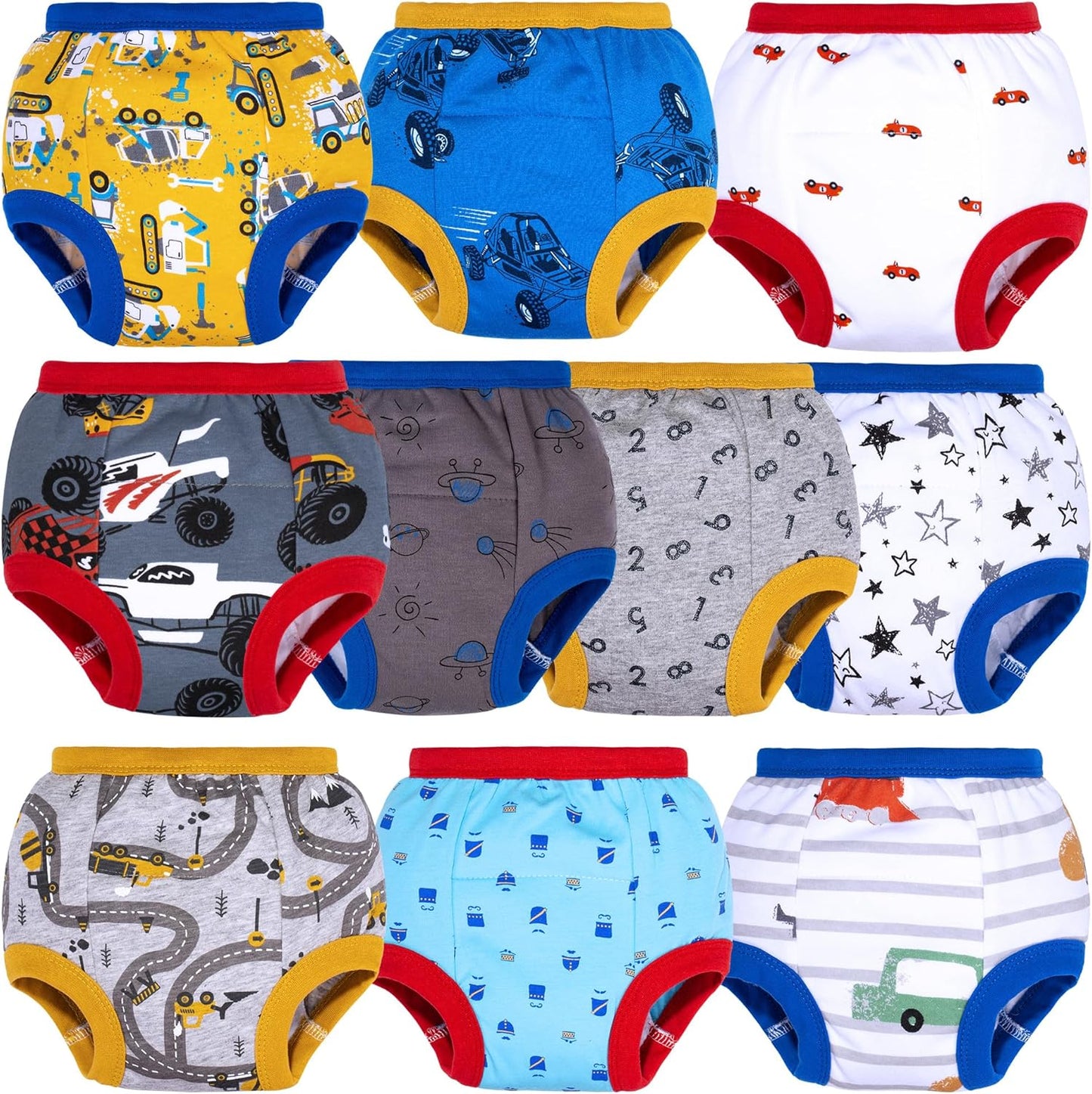 BIG ELEPHANT Potty Training Underwear - 10 Pack, 100% Cotton Absorbent Unisex Toddler Pee Pants for