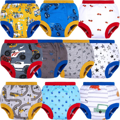 BIG ELEPHANT Potty Training Underwear - 10 Pack, 100% Cotton Absorbent Unisex Toddler Pee Pants for