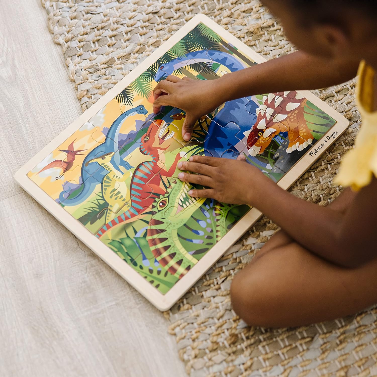 Melissa & Doug Dinosaurs Wooden Jigsaw Puzzle with Storage Tray (24 pcs)