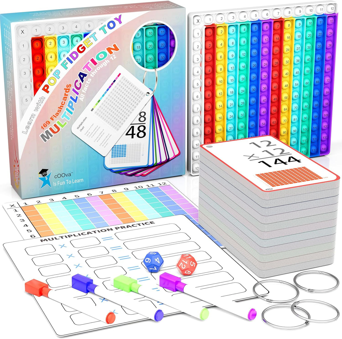 COOVA Multiplication Flash Cards + Multiplication Chart - Math Manipulatives Fact Cards