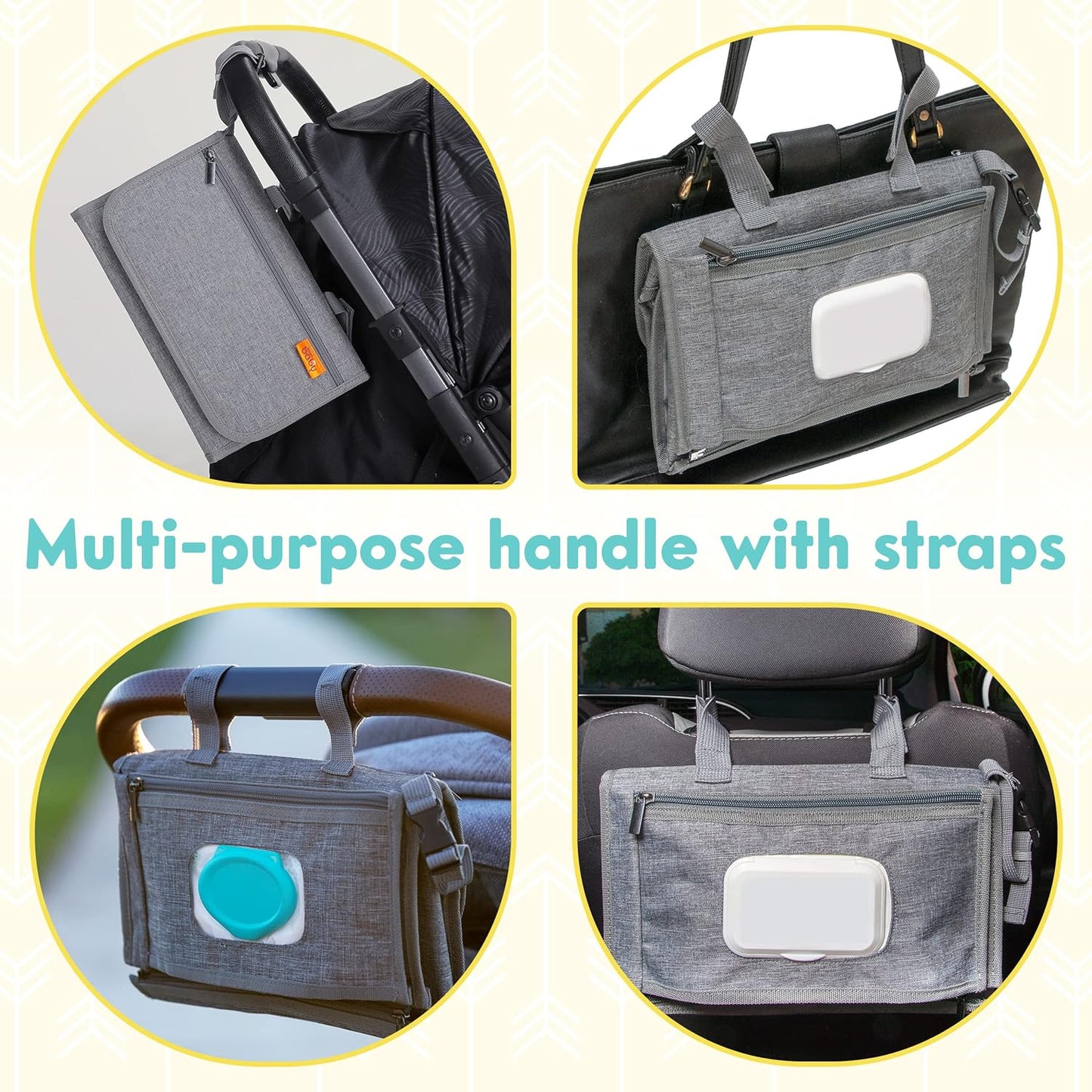 Kopi Baby Portable Diaper Changing Pad - Baby Diaper Changer Travel Bag with Wipes Pocket, Smart