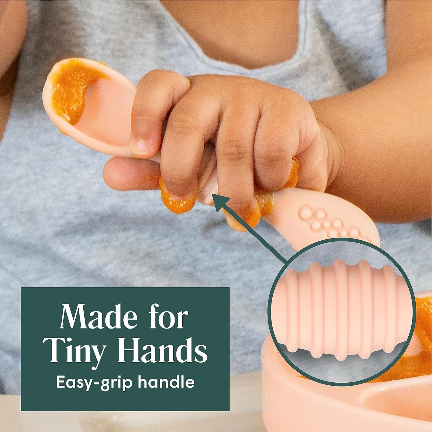 Simka Rose Silicone Baby Spoons Self Feeding (6 Pack)- First Stage Infant Spoons for Babies &