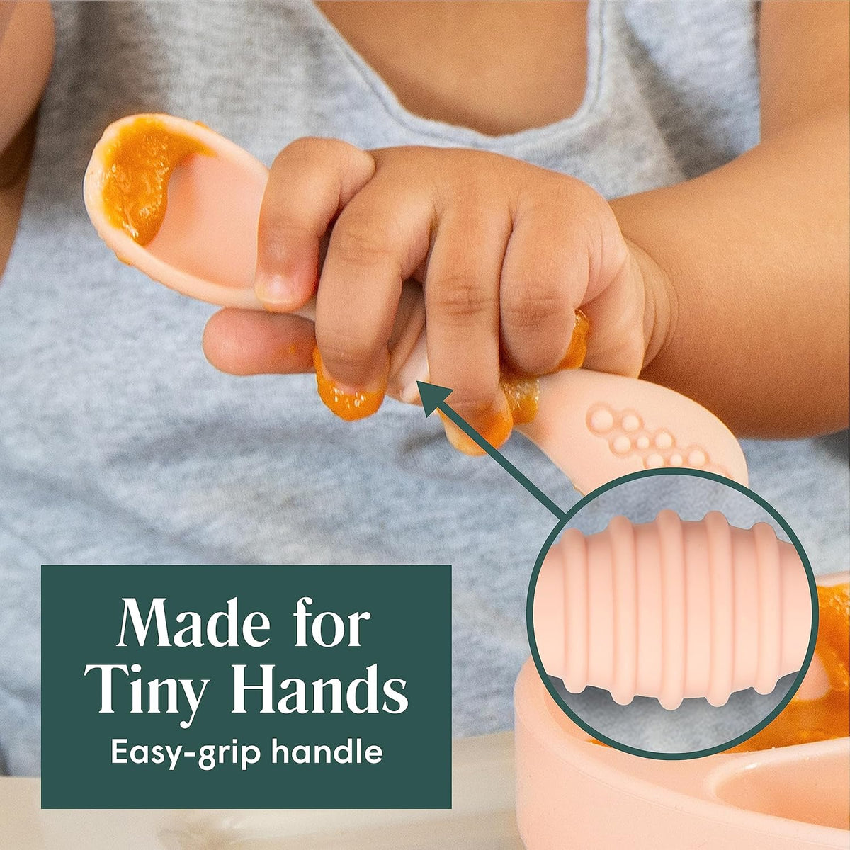 Simka Rose Silicone Baby Spoons Self Feeding (6 Pack)- First Stage Infant Spoons for Babies &