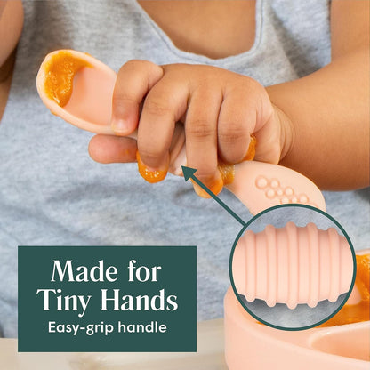 Simka Rose Silicone Baby Spoons Self Feeding (6 Pack)- First Stage Infant Spoons for Babies &