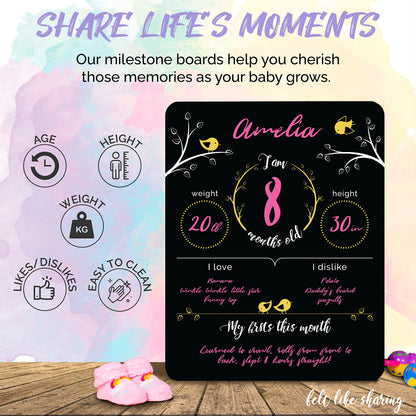 Felt Like Sharing Baby Milestone Chalkboard Sign (12”x16”, 3 Markers)