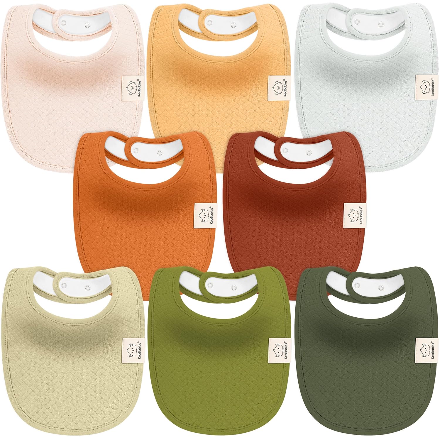 8-Pack Organic Baby Bibs for Girls, Boys - Quilted Cotton Cloth Baby Drool Bibs for Drooling and