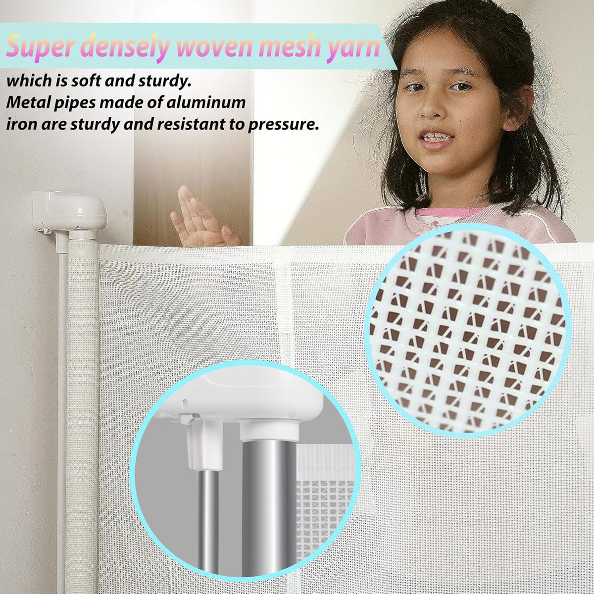 Retractable Baby Gates for Stairs, 55" Wide Baby Gate Dog Gate, 41" Tall Retractable Pet Gate for
