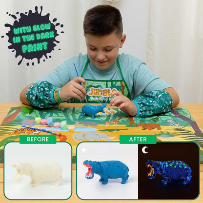BONNYCO Animal Toys for Kids Painting Kit with 16 Figurines Animal Kids Crafts 4-8 with Glow in The
