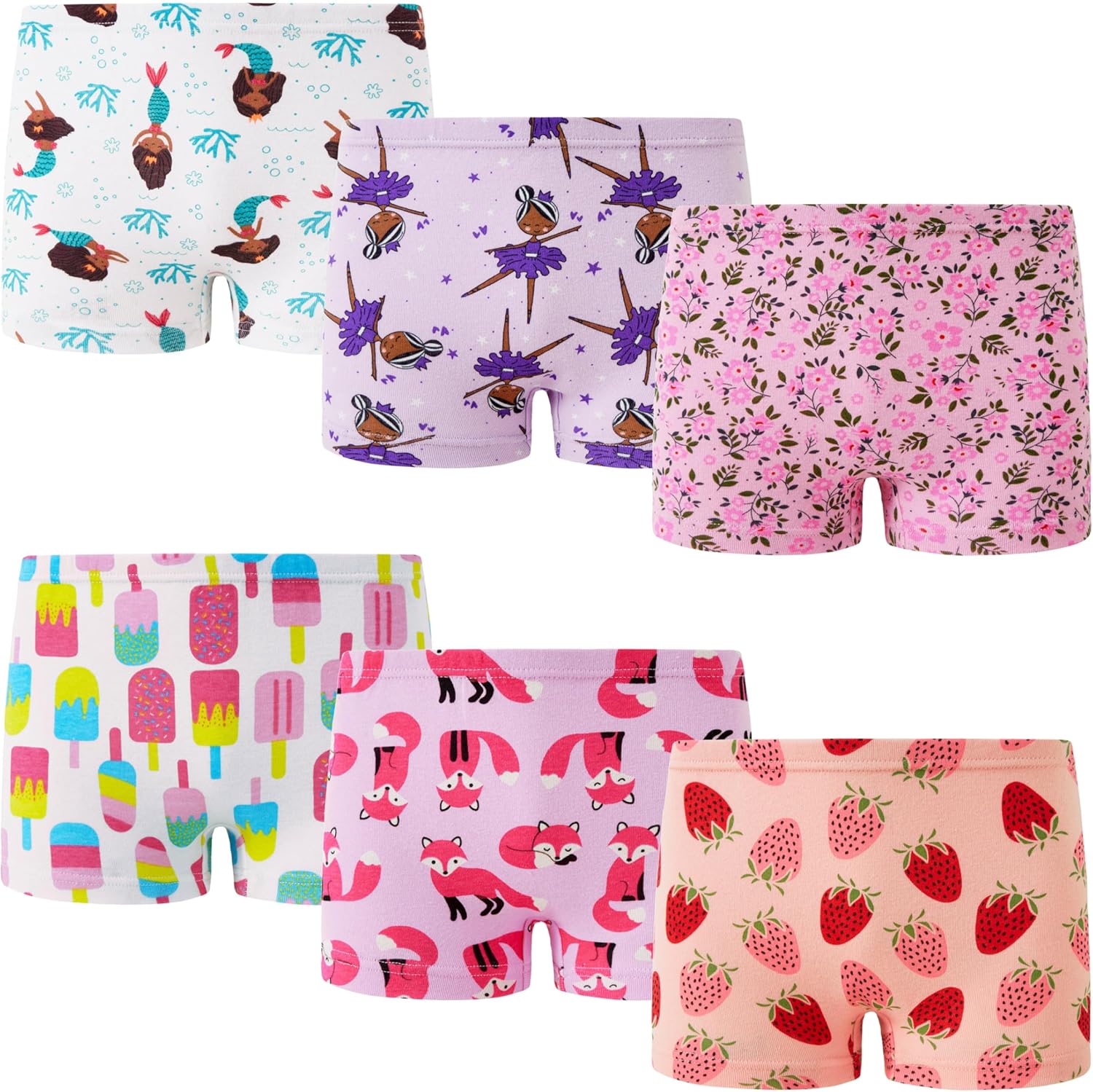 Cadidi Dinos Little Girls' Soft Cotton Underwear Kids Cool Breathable Comfort Panty Briefs Toddler