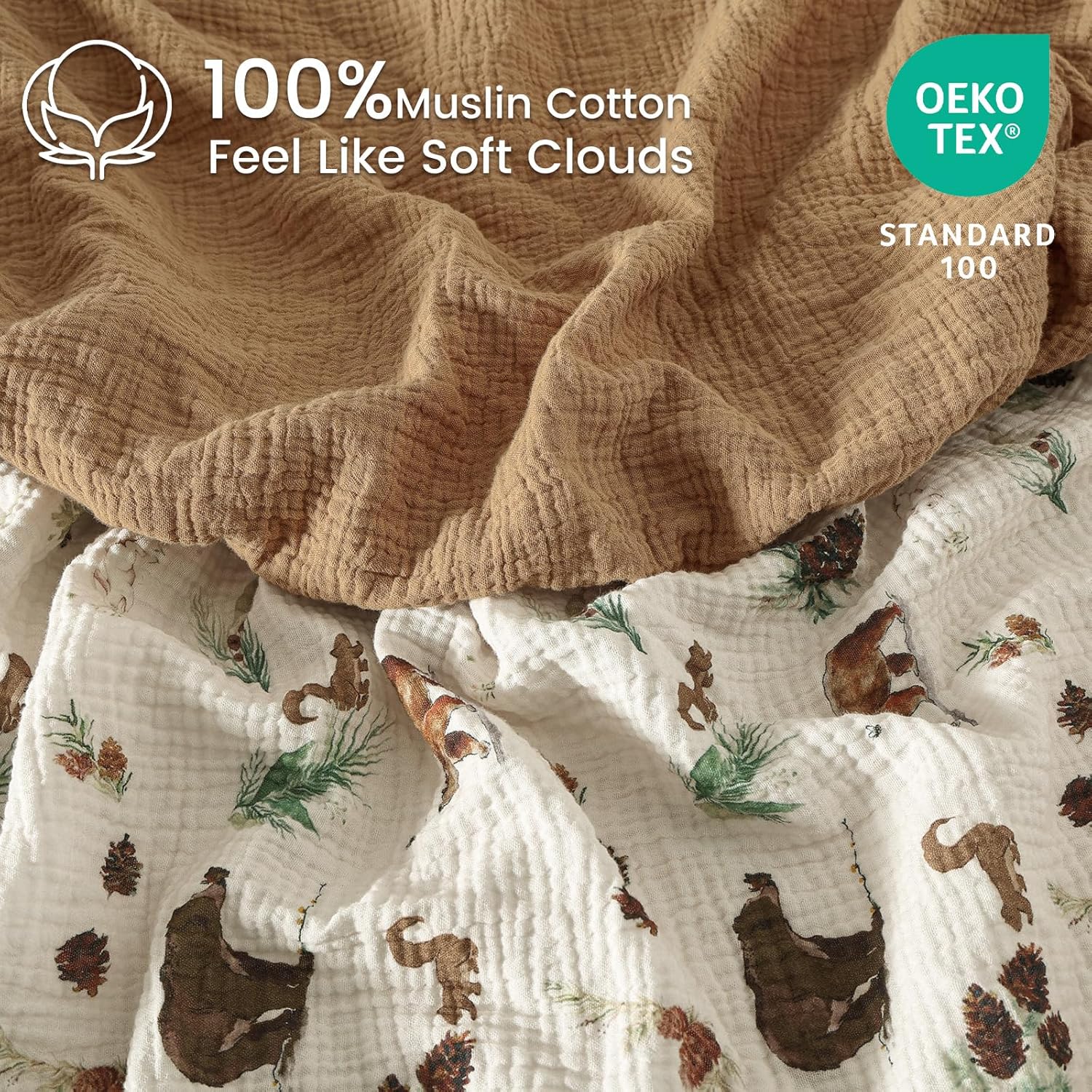 david's kids Muslin Mini Crib Sheets, 2 Pack Cotton Pack N Play Sheets for Boys Girls Neutral, Soft