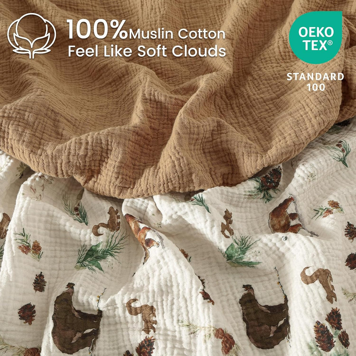 david's kids Muslin Crib Sheets for Boys Girls, 2 Pack 100% Cotton Soft Breathable Fitted Baby